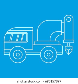 Drilling machine icon blue outline style isolated vector illustration. Thin line sign