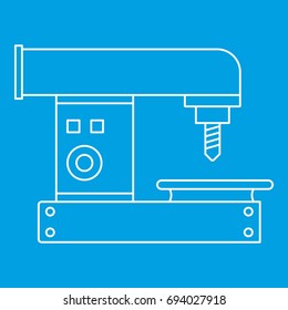 Drilling machine icon blue outline style isolated vector illustration. Thin line sign