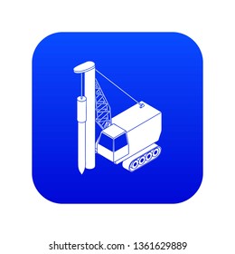 Drilling machine icon blue vector isolated on white background