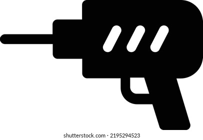 Symbol für Bohrmaschine mit Glyph-Stil, Handelszeichen und Symbol einzeln auf weißem Hintergrund