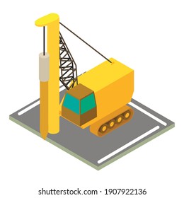 Drilling machine icon. Isometric illustration of drilling machine vector icon for web