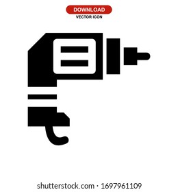 Icono de máquina de perforación o logotipo símbolo de signo aislado ilustración vectorial - iconos vectoriales de estilo negro de alta calidad
