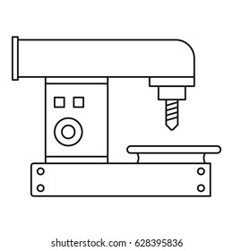 Drilling machine icon in outline style isolated on white background vector illustration