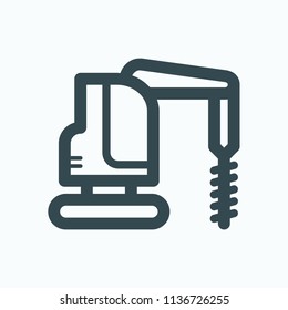 Drilling machine icon, rotary drilling excavator vector icon