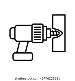 icono de la máquina de perforación de la fábrica del sistema del icono con el estilo simple del contorno