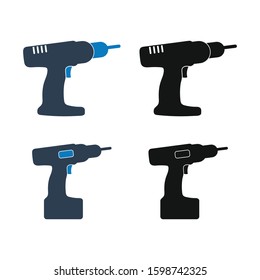 Drilling Machine Icon Set. Flat style vector eps.