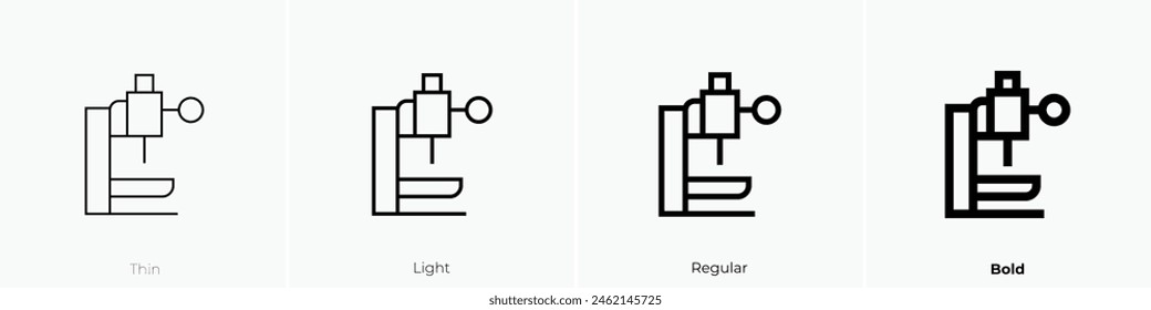 drilling machine icon. Thin, Light Regular And Bold style design isolated on white background