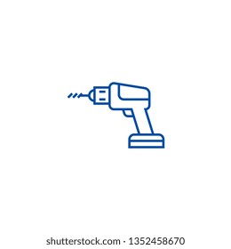Drilling machine line icon concept. Drilling machine flat  vector symbol, sign, outline illustration.