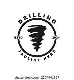 Logo de la máquina de perforación. Logo de perforación minera. este logotipo es adecuado para empresas petroleras, de perforación o mineras