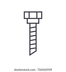 drilling machine sign vector line icon, sign, illustration on background, editable strokes