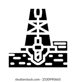 drilling oil industry glyph icon vector. drilling oil industry sign. isolated symbol illustration