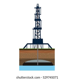 Drilling Of Oil Well In Sea Icon. Cartoon Illustration Of Drilling Of Oil Well In Sea Vector Icon For Web