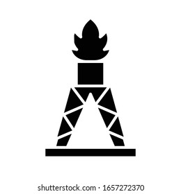Icono negro de la torre de taladrado, ilustración conceptual, símbolo plano vectorial, signo de glifo.