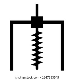 Perforación de perforación Bore para la industria de las minas terrestres concepto geológico Boring Auger icono negro color ilustración vectorial estilo plano imagen