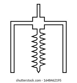 Perforación de perforación Bore para la industria de las minas terrestres concepto geológico Boring Auger icono contorno negro color ilustración vectorial estilo plano imagen
