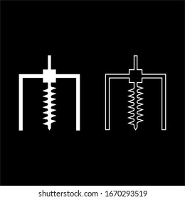 Drilling rig Bore for ground mine industry geological Boring concept Auger icon outline set white color vector illustration flat style image