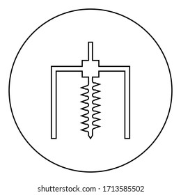 Perforación perforadora Bore para la industria de minas terrestres concepto geológico Boring Concepto Auger Icono en contorno circular color negro ilustración vectorial estilo plano imagen