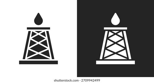 Icono De La Plataforma De Perforación En Estilo Glifo Blanco Y Negro