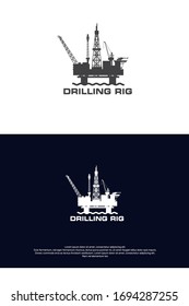 drilling rig logo for oil and gas industry. flat icon 