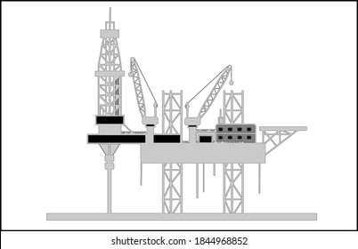 Drilling Rig simple sketch, oil and gas industry equipment offshore facility