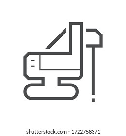Drilling rig vector icon. Portable machine equipment with auger by drill in soil, ground, water well and bore hole for geotechnical engineering, geology. To investigation for foundation construction.	