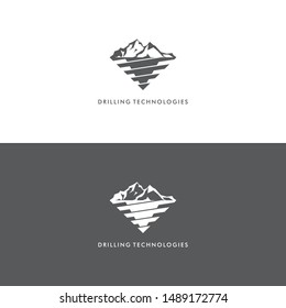 drilling technology mountain rock logo black white