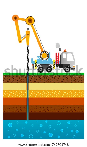 Drilling Truck Drills Well Mining Industry Stock Vector (Royalty Free ...