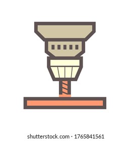 Drilling vector icon. That carbide drill bits and mill drill machine or equipment tool. To make hole or screw thread by speed turning and pressing into material. For industrial work i.e. metalworking.