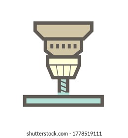 Auger perforación pieza trabajadora en la industria de procesamiento de producción diseño de iconos vectoriales sobre fondo blanco.