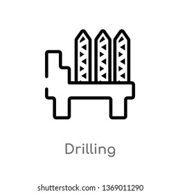drilling vector line icon. Simple element illustration. drilling outline icon from industry concept. Can be used for web and mobile