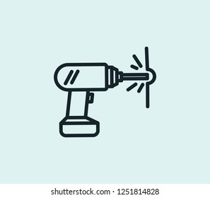 Drilling work icon line isolated on clean background. Drilling work icon concept drawing icon line in modern style. Vector illustration for your web mobile logo app UI design.