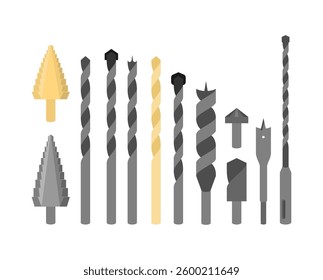 Drills Set. Drills for wood and metal. Drill for tiles and concrete. Drill for rotary hammer