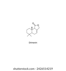 Drimenin skeletal structure diagram.Sesquiterpene compound molecule scientific illustration on white background.