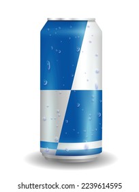 Drink 3d can energy party young art design vector element template logo sign icon symbol blue white isolated illustration background