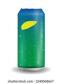 Drink 3d can realistic fresh energy summer art design vector element template logo sign icon symbol green blue lemon white isolated illustration background