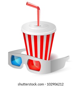 Drink with 3D glasses. Vector illustration