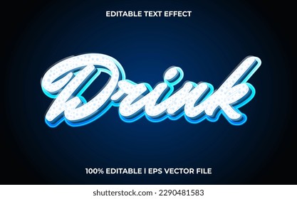 Drink 3d text effect and editable text, template 3d style use for blue tittle