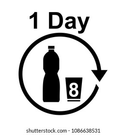 Drink 8 glasses of water a day. vector icons