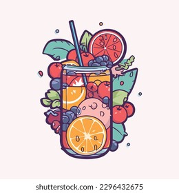 drink with an adorable created in crisp vibrant Illustrator color