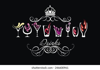 Drink alcohol background.Drinks