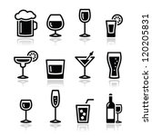 Drink alcohol beverage icons set
