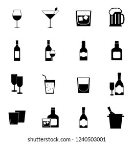 Drink alcohol beverage icons set