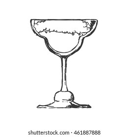 Drink and alcohol concept represented by cocktail glass icon. Isolated and sketch illustration
