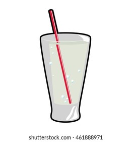 Drink and alcohol concept represented by cocktail glass with drinking straw icon. Isolated and flat illustration
