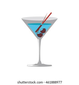 Drink and alcohol concept represented by cocktail glass with drinking straw icon. Isolated and flat illustration
