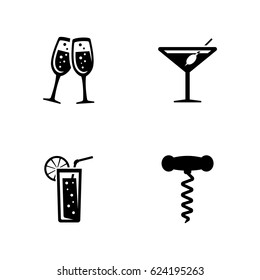 Drink alcohol. Simple Related Vector Icons Set for Video, Mobile Apps, Web Sites, Print Projects and Your Design. Black Flat Illustration on White Background.