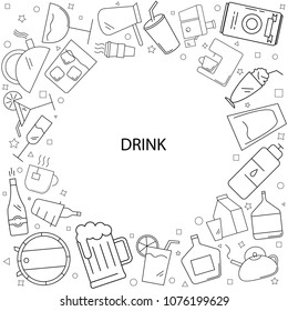 Drink background from line icon. Linear vector pattern