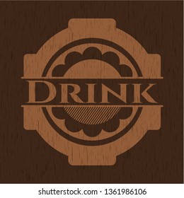 Drink badge with wooden background