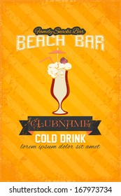 Drink Bar Flyer Poster - Optional Party, Events, Advertising, 	 Announcement Vector Retro Template