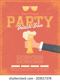 Drink Bar Flyer Poster - Optional Party, Events, Advertising, Announcement Vector Retro Template